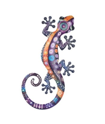 Adorno Pared Lagarto S de Metal Color Lila | Decoración Jardín Moderna y Colorida