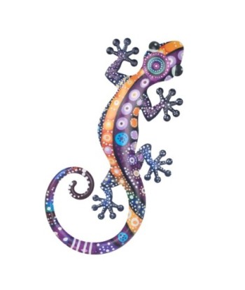 Adorno Pared Lagarto L de Metal, Colorido, Ideal para Jardín y Terraza
