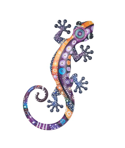 Adorno Pared Lagarto L de Metal, Colorido, Ideal para Jardín y Terraza