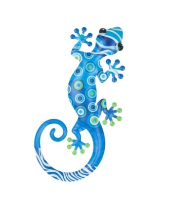 Adorno Pared Lagarto S de Metal, Azul, Decorativo y Colorido