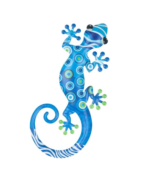 Adorno Pared Lagarto S de Metal, Azul, Decorativo y Colorido