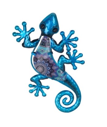 Adorno Pared Lagarto S de Metal - Color Azul, Decorativo y Original