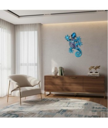 Adorno Pared Lagarto S de Metal - Color Azul, Decorativo y Original