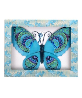 Adorno Pared Mariposa de Metal en Azul con Diseño Colorido para Jardín