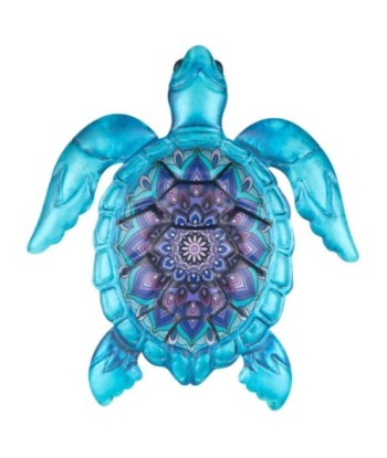 Adorno Pared Tortuga de Metal - Decoración Color Azul para Jardín