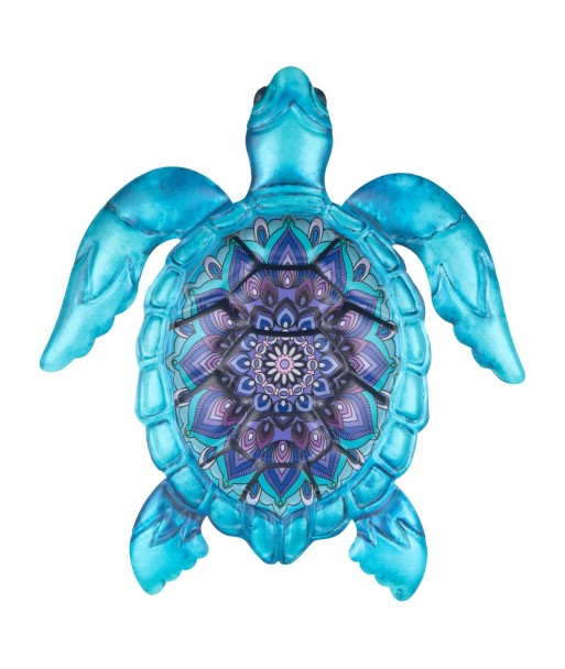 Adorno Pared Tortuga de Metal - Decoración Color Azul para Jardín