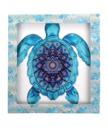 Adorno Pared Tortuga de Metal - Decoración Color Azul para Jardín