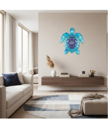 Adorno Pared Tortuga de Metal - Decoración Color Azul para Jardín