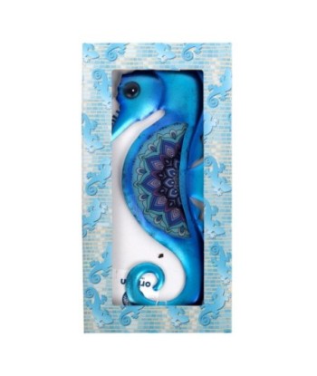 Adorno Pared Caballito De Mar de Metal Azul con Diseño Floral - NOVEDAD