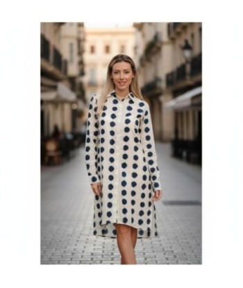 Isla Bonita By SIGRIS Vestido Camisero de Algodón con Diseño de Lunares