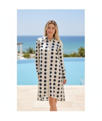 Isla Bonita By SIGRIS Vestido Camisero de Algodón con Diseño de Lunares