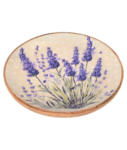 Plato Lavanda L de Madera y Resina con Diseño Floral Vintage