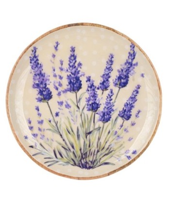 Plato Lavanda L de Madera y Resina con Diseño Floral Vintage
