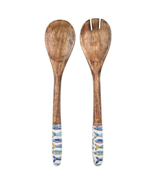 Set Cuchara y Tenedor de Madera con Mangos de Resina Decorativa