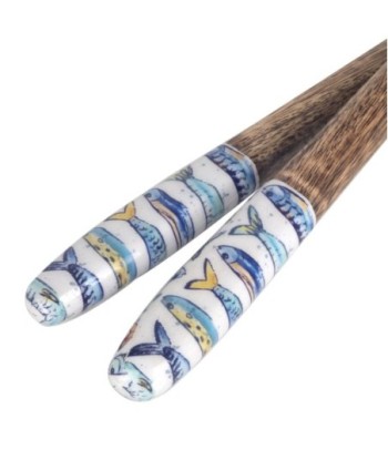 Set Cuchara y Tenedor de Madera con Mangos de Resina Decorativa