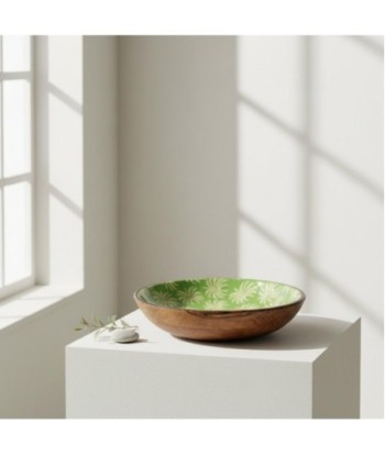 Cuenco Palmeras L de Madera y Resina, Estilo Tropical para Decoración