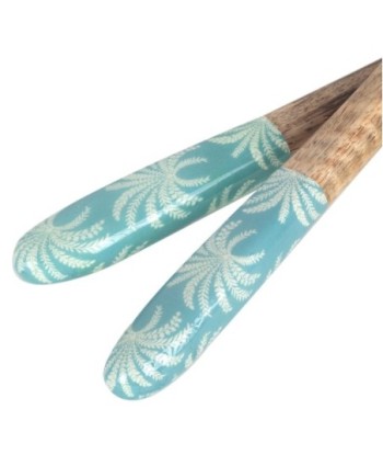 Set Cuchara y Tenedor de Madera y Resina con Diseño Tropical