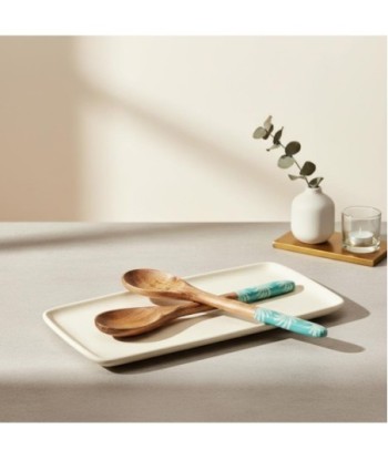 Set Cuchara y Tenedor de Madera y Resina con Diseño Tropical