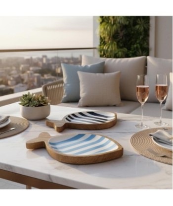 Bandeja de Decoración de Madera con Diseño Acuático