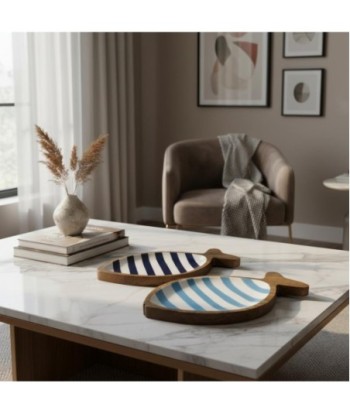 Bandeja de Decoración de Madera con Diseño Acuático