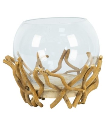 Portavelas de Paulonia con Base de Madera Natural - Estilo Rústico