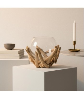 Portavelas de Paulonia con Base de Madera Natural - Estilo Rústico