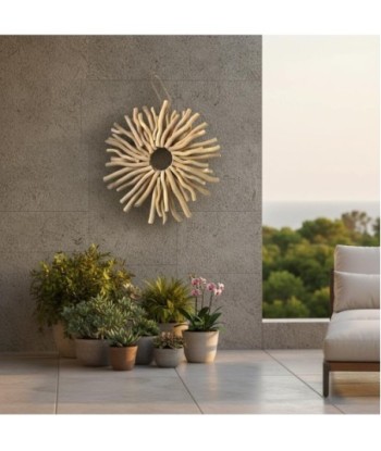 Adorno Pared Colgante de Madera de Morera - Estilo Natural para Jardín