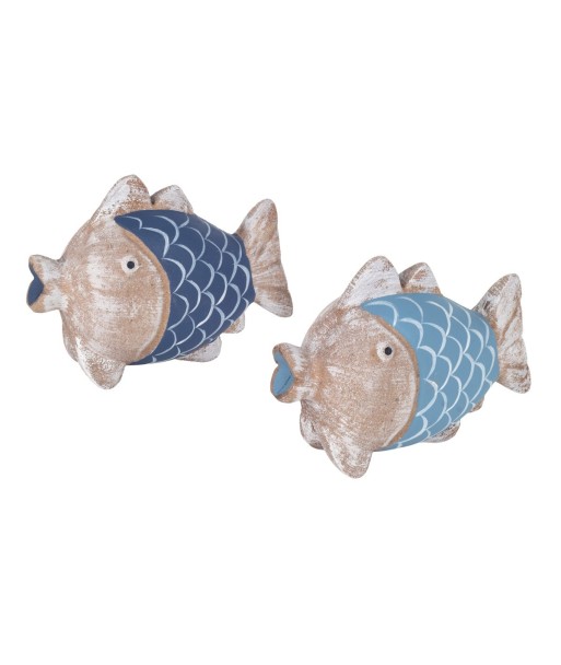 Figura de pez en MDF decorativa para casa, estilo marinero azul y beige