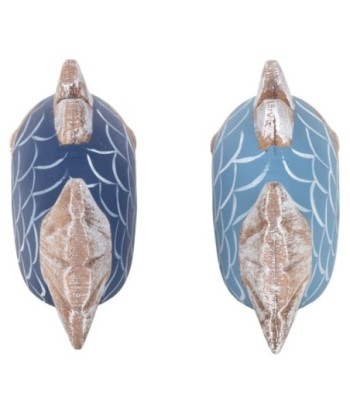 Figura de pez en MDF decorativa para casa, estilo marinero azul y beige