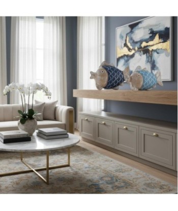 Figura de pez en MDF decorativa para casa, estilo marinero azul y beige