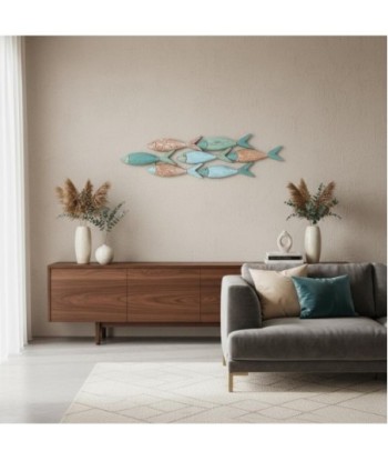 Adorno Pared Peces MDF en colores azul y marrón para decoración costeña