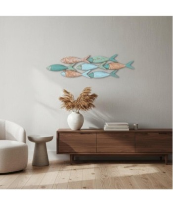 Adorno Pared Peces MDF en colores azul y marrón para decoración costeña