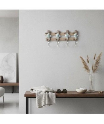 Percha Caballitos De Mar 4 Pomos MDF | Decoración Marina