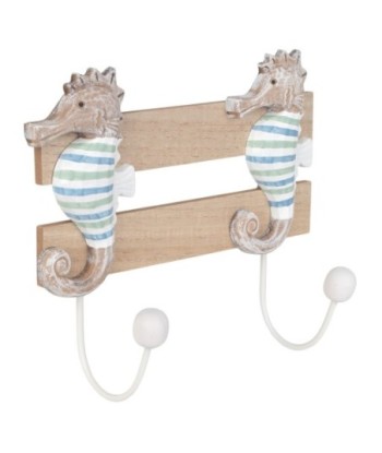 Percha Caballitos De Mar 2 Pomos de MDF para Decoración Náutica