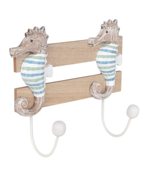 Percha Caballitos De Mar 2 Pomos de MDF para Decoración Náutica