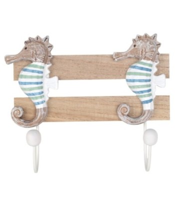 Percha Caballitos De Mar 2 Pomos de MDF para Decoración Náutica