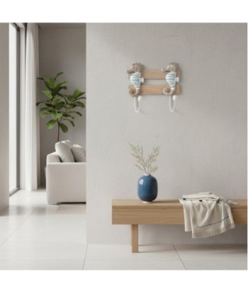 Percha Caballitos De Mar 2 Pomos de MDF para Decoración Náutica