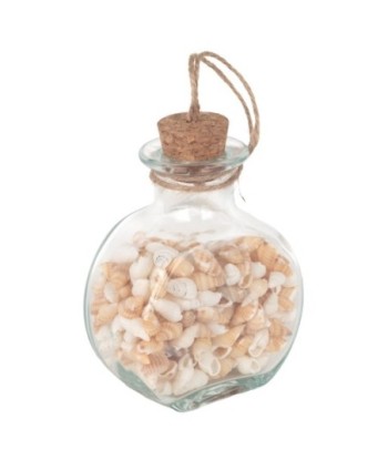 Botella De Conchas de Cristal, Decorativa y Vintage