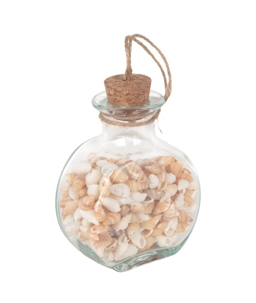 Botella De Conchas de Cristal, Decorativa y Vintage