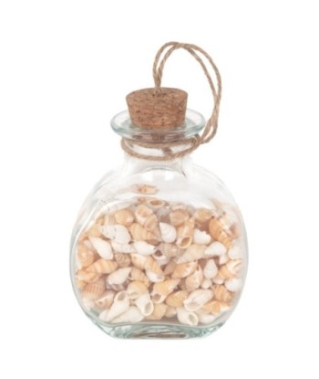 Botella De Conchas de Cristal, Decorativa y Vintage