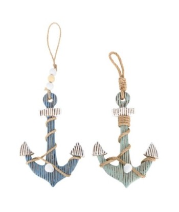 Percha Colgante Ancla de MDF Azul con Estilo Náutico