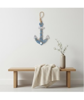 Percha Colgante Ancla de MDF Azul con Estilo Náutico