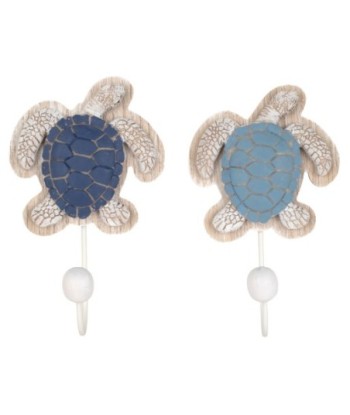 Percha 2U tortuga MDF azul y blanco, ideal para decoración de niños