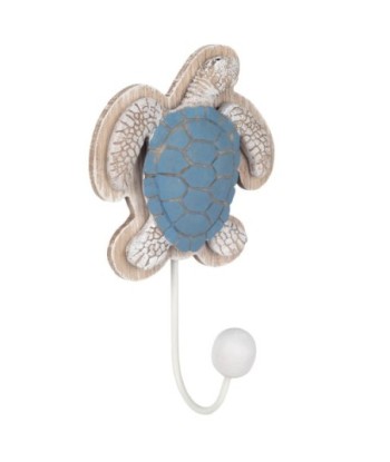 Percha 2U tortuga MDF azul y blanco, ideal para decoración de niños