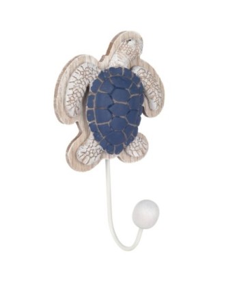 Percha 2U tortuga MDF azul y blanco, ideal para decoración de niños