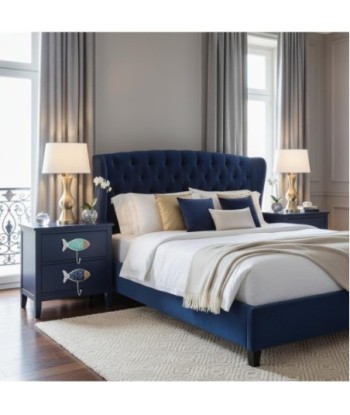 Percha 2U de MDF con diseño de peces en azul y verde, estilo náutico