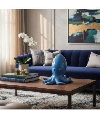 Figura de Pulpo de Cerámica Azul - Decoración Náutica Original