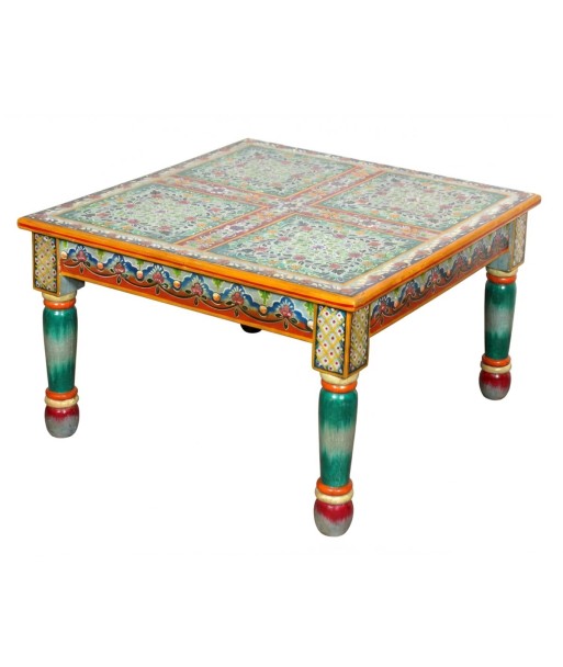 Mesa Auxiliar de Madera Colorida - Estilo Artesanal para Decoración