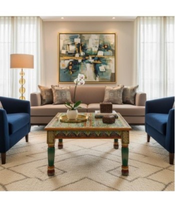 Mesa Auxiliar de Madera Colorida - Estilo Artesanal para Decoración