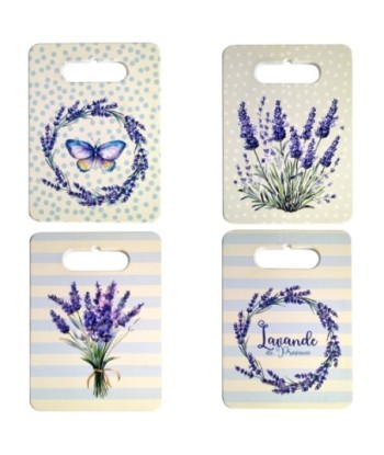 Tabla 4U de Cerámica Decorativa con Lavanda y Mariposa